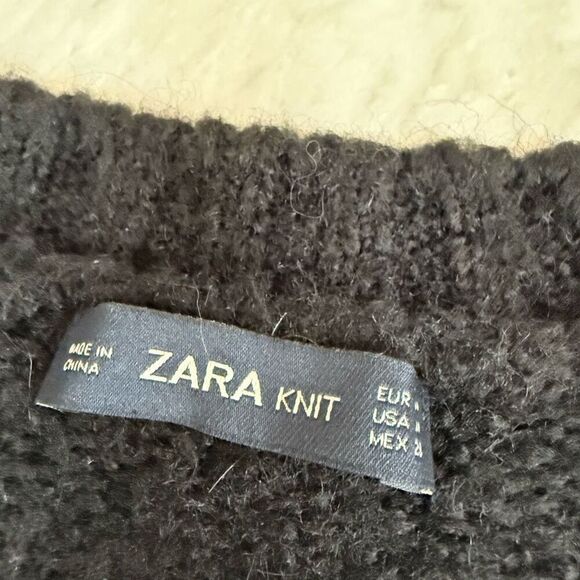 Zara Knit Black wool/alpaca blend sequined butterfly Slouchy Butterfly sweater M - Picture 4 of 7